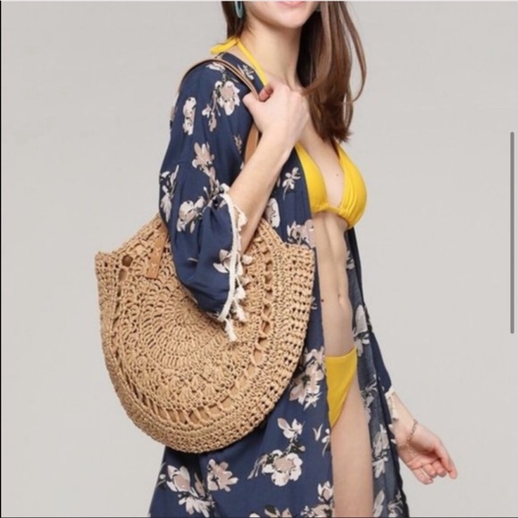 💃🏻Hand Made Boho Straw Tote - Picture 4 of 10